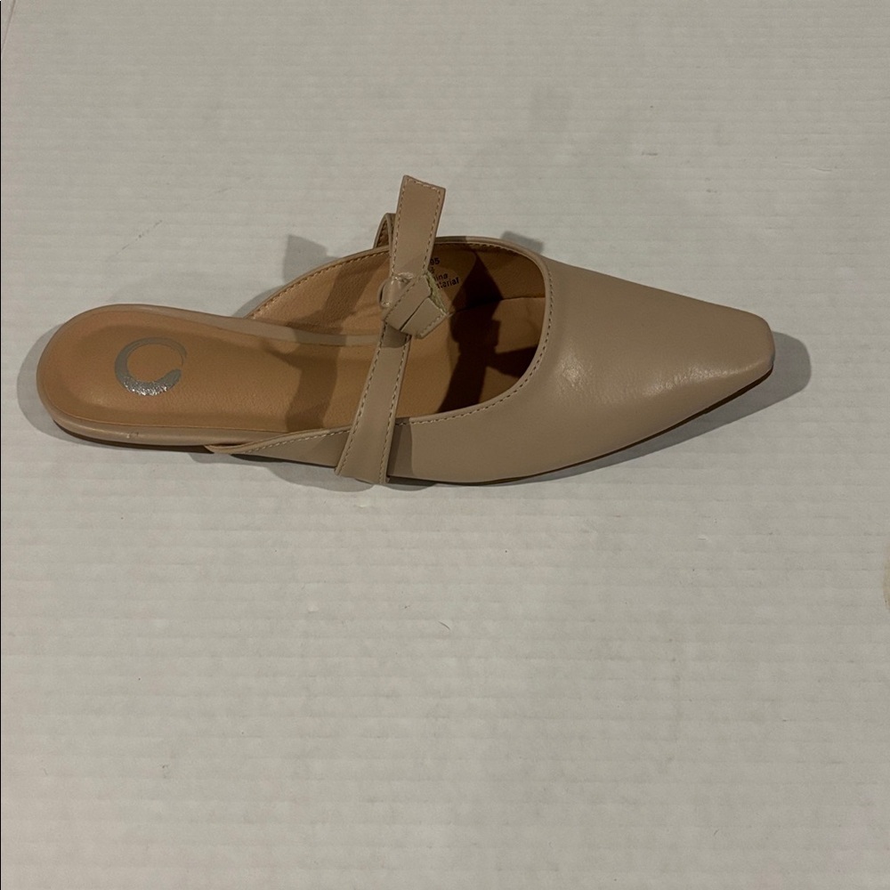 Brinley Co. Tan Mailee Vegan Leather Flat Rounded Square Toe Mule - Size 6.5 - Picture 4 of 8